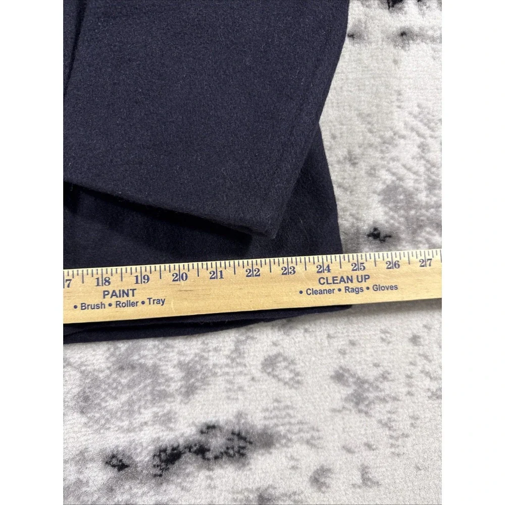Fox Knapp Pea Coat Mens Size 42‎ Black Naval Buttons Officer City Wool Old Money